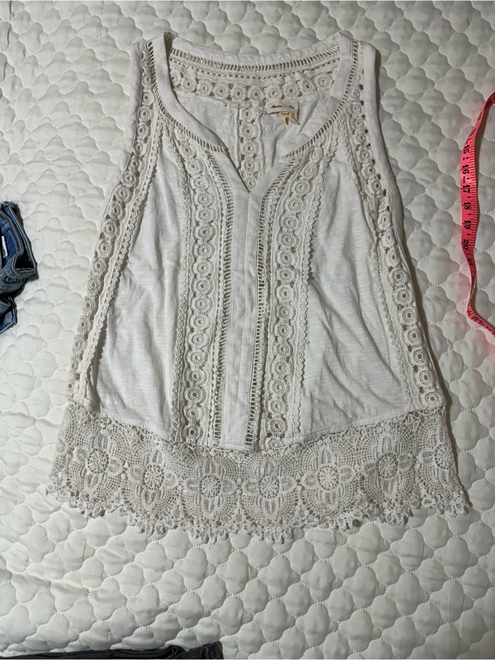 Meadow Rue White Crochet-Trim Lace Tank Bandeau